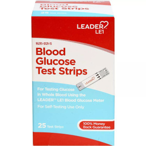 Leader Blood Glucose Test Strips - 25 Ct