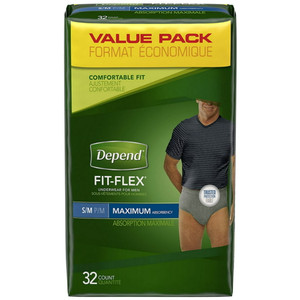 Depend Fit-Flex Underwear for Men Small Medium Size, 32 Ea