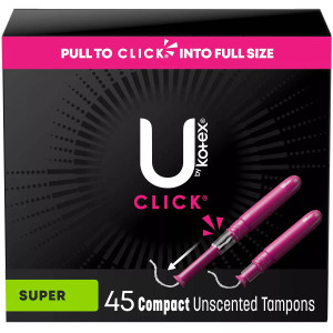 U by Kotex Click Compact Unscented Tampons Super - 45 Ct
