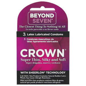 Crown Natural Rubber Latex Condoms Lightly Lubricated for Safe Protection, 3 Ea