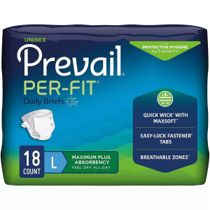 Prevail Per-Fit Unisex Adult Incontinence Briefs L - 18 Ct