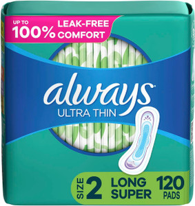 Always Ultra Thin, Feminine Pads For Women, Size 2 Long Super Absorbency, 40Ct