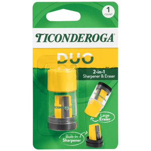 Ticonderoga DUO 2-in-1 Pencil Sharpener & Eraser - Yellow, 1 Count