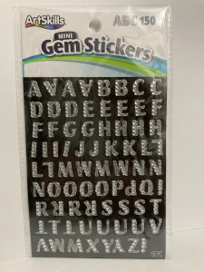 Artskills Mini Silver Glitter Gem Letter Stickers - 150 Count