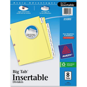 Avery Big Tab Insertable Dividers Clear - 8 count