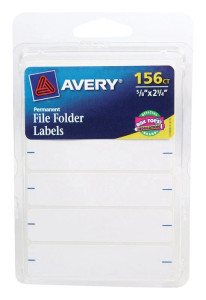 Avery File Folder Labels, 0.625 x 2.75 White - 156 Count