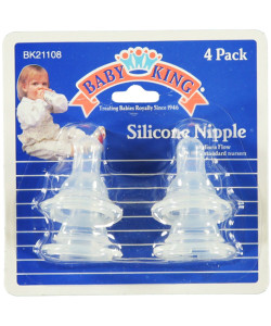 Babyking Medium Flow Silicone Nipples - 4 Count