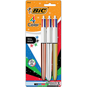 BiC Shine 4 Color Retractable Ballpoint Pen - 3 Count