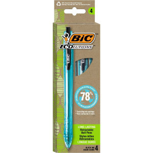 BiC  ECO-lutions Retractable Ballpoint Pens Black - 4 Count