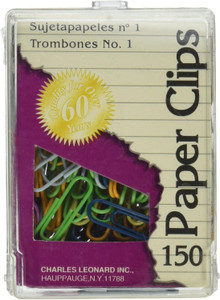 CLi Vinyl Coated Standard Paper Clips With Reusable Box - Assorted Brights - 150 count