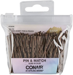 CONAIR Pin & Match Bobby Pins With Pouch Brown - 200 Ct