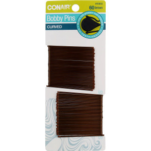 CONAIR Styling Essentials Curved Bobby Pins Brown - 60 count