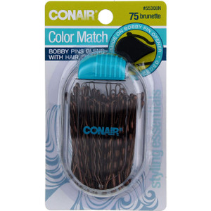 CONAIR Styling Essentials Bobby Pins With Travel Case Brunette - 75 Count