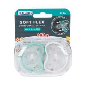 DR. TALBOT'S Soft-Flex Orthodontic Pacifiers, 0-6 months Aqua and Clear - 2 count