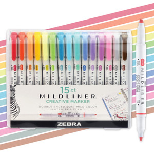 Zebra Mildliner Double Ended Highlighter Assorted Colors - 15 pack
