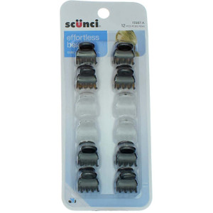 Scünci Effortless Beauty 3-Prong Mini Jaw Clips - 12 Ct