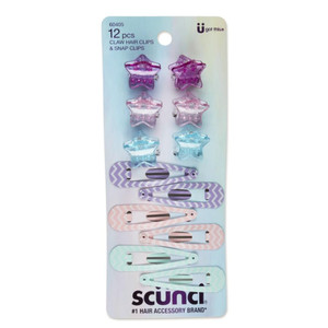 Scunci Glitter Rainbow Snap Clips - 12 Ct