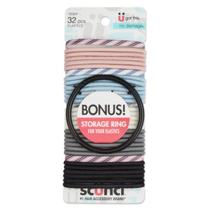 sc++nci Mixed Pastel Colored Hair Elastics - 32 Ct