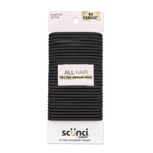 Scünci No Damage Elastics, Black - 30 Ct