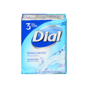 Dial Antibacterial Soap Bars, Spring Water, 4 Oz Bars, 3 Ea