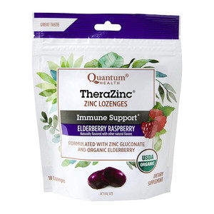 Quantum Health, Organic Therazinc Lozenges Elderberry Raspberry, 1 Each, 18 Ct