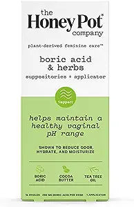 The Honey Pot Company, Boric Acid & Herbs Suppositories + Applicator Cocoa Butter Tea Tree Oil, 1 Ea