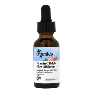 Sky Organics, Vitamin C Bright Glow Oil Serum, Rosehip & Turmeric Oil Blend, 1 Fl Oz (30 Ml)