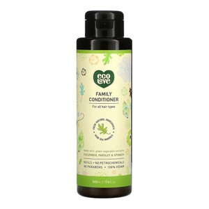 Ecolove, Conditioner Green Vegetables Family Conditioner For All Hair Types, 1 Each, 17.6 Fl Oz