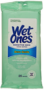 Wet Ones Sensitive Skin Hand Wipes, 20 Count