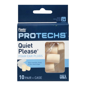 Flents Ear Plugs, 10 Pair With Case, Ear Plugs For Sleeping, Snoring, Loud Noise, Traveling, Concerts, Construction, & Studying, Contour To Ears, Nrr 29