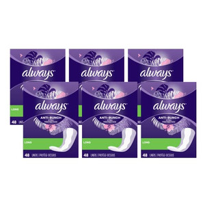 Always Anti-Bunch Xtra Protection Liners, Long, Unscented, 48 Count