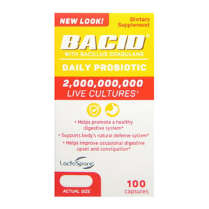 Bacid Capsules White Bacillus Coagulans Daily Probiotic 100.0 Ea