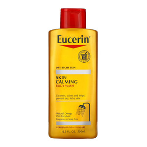 Eucerin Skin Calming Body Wash, Gentle Cleansing Body Wash, 16.9 Fl. Oz. Bottle