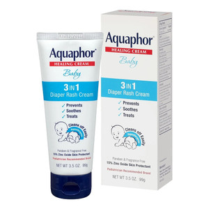 Aquaphor Baby Diaper Rash Cream, 3-In-1 Diaper Rash Relief, 3.5 Oz Tube