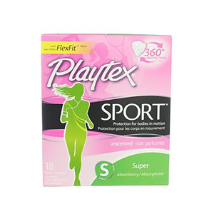 Playtex Sport Super Plastic Applicator Tampons, 18 Count