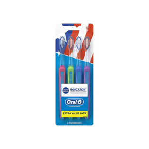 Oral-B Indicator Contour Clean Soft Bristle Manual Toothbrush 4 Ea