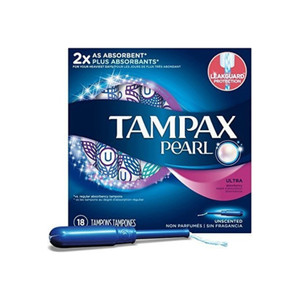 Tampax Pearl Plastic Tampons Ultra Unscented Ultra Absorbency 18 Each