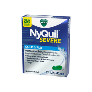 Vicks Nyquil Severe Cold & Flu Nighttime Relief Liquicaps, 24 Ea