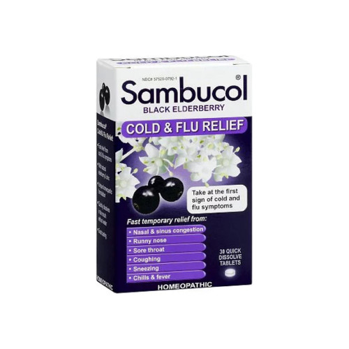 Sambucol Cold & Flu Relief Quick Dissolve Tablets, Black Elderberry 30 Ea