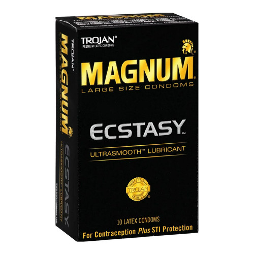 Trojan Magnum Ecstasy Condoms Ultrasmooth Lubricant Large Size 10 Each