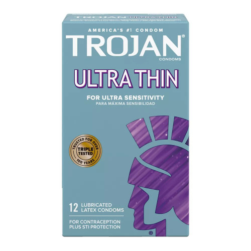 Trojan Ultra Thin Lubricated Latex Condoms 12 Each