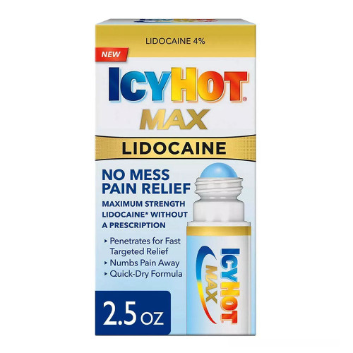 Icy Hot Maximum Strength Lidocaine No-Mess Pain Relief Liquid, No-Mess Applicator, 2.5 Ounces