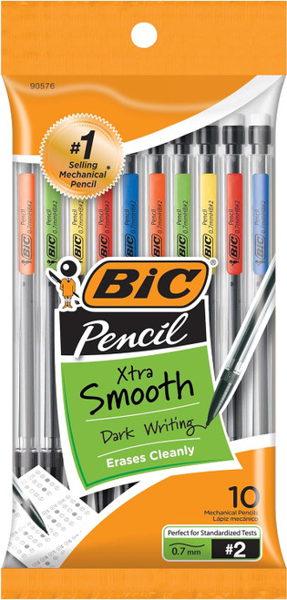 Bic Xtra-Smooth Mechanical Pencils With Erasers, Medium Point 10 Count Per Pack