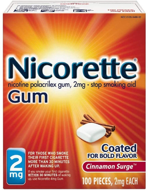 Nicorette Gum 2 Mg Coated Cinnamon Surge - 100 Count