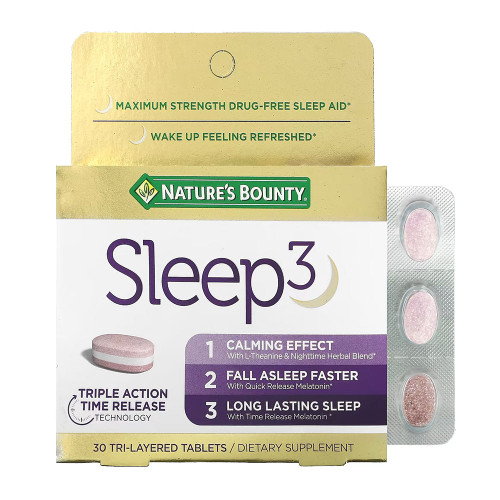 Melatonin By Nature'S Bounty, Sleep3 Maximum Strength, 10Mg, 60 Tri-Layered Tablets