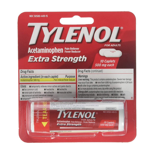 Tylenol Extra Strength Caplets With 500 Mg Acetaminophen - 10 Ct