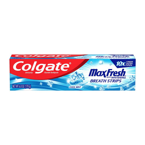 Colgate Maxfresh Fluoride Toothpaste With Mini Breath Strips Whitening Cool Mint, 6 Oz