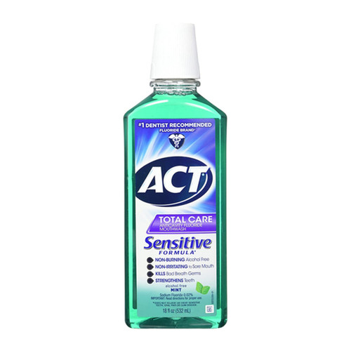 Act Total Care Anticavity Fluoride Mouthwash Sensitive Formula, Mild Mint - 18 Oz