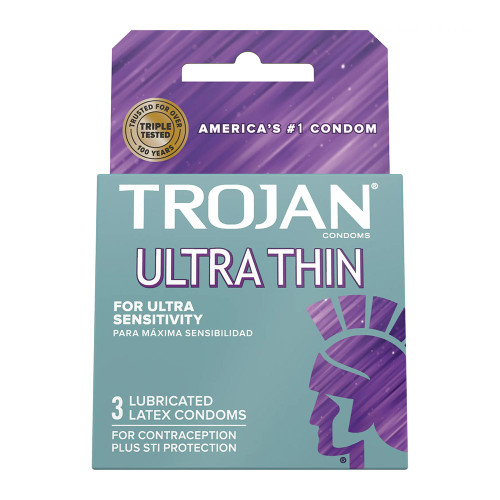 Trojan Sensitivity Ultra Thin Lubricated Premium Latex Condoms - 3 Count