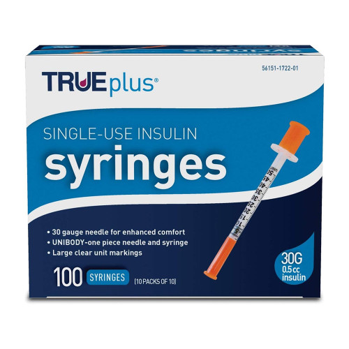 Trueplus Insulin Syringes 31G 0.5Cc 5/16" - 100 Ct